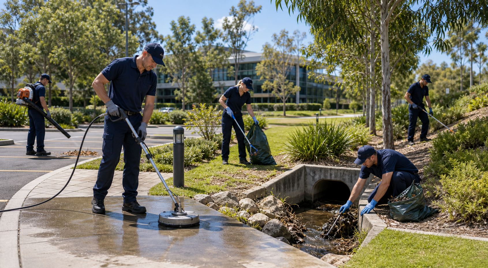 Outdoor landscape and grounds maintenance work